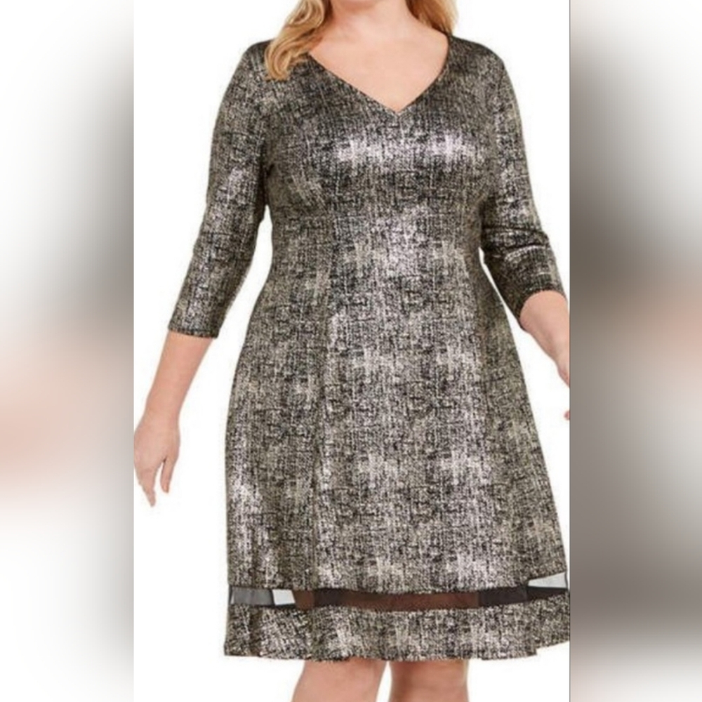EUC Silver Dress w/ Mesh Detail